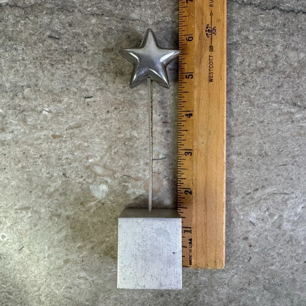 Vintage Silver Star Magnetic Photo Memo Note Holder Display Stand